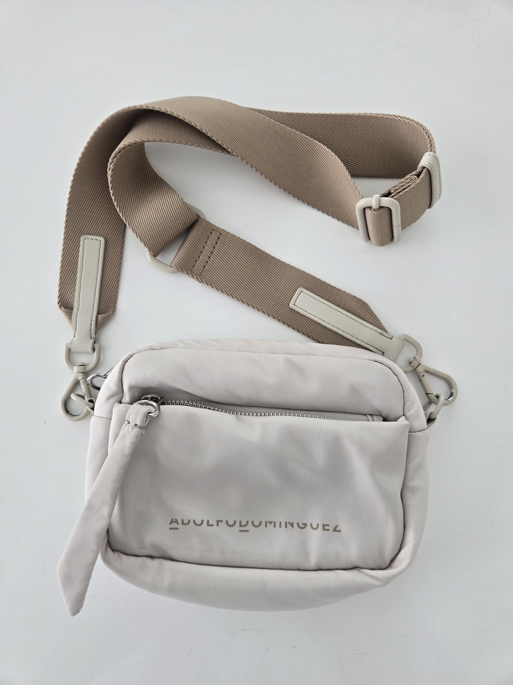 Adolfo Dominguez Women's Cream Crossbody Bag with Tan Strap